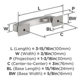 AMEROCK Incisive Cabinet Handle Pull in Polished Chrome 3" BP3712026 Specs