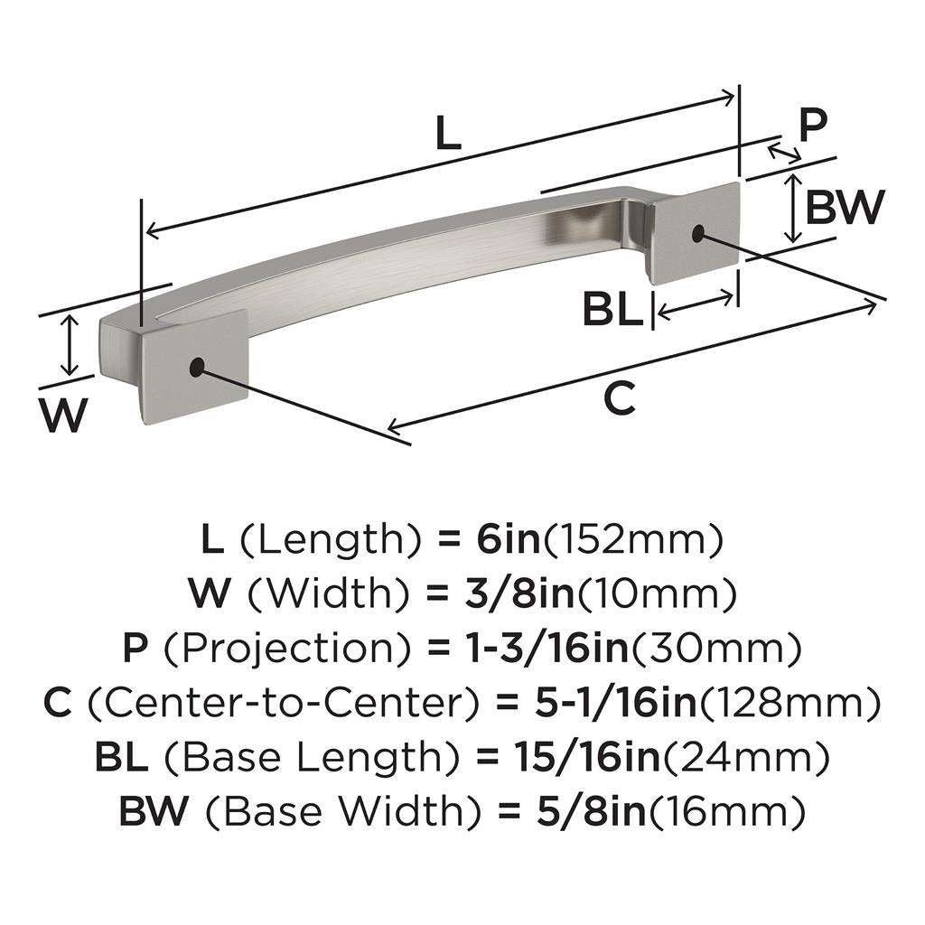 AMEROCK Incisive Cabinet Handle Pull in Satin Nickel 128mm BP37122G10 Specs