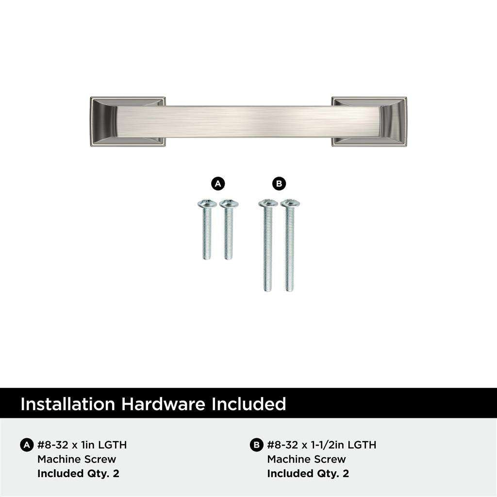 AMEROCK Incisive Cabinet Handle Pull in Satin Nickel 3" BP37120G10 Installation Hardware