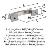 AMEROCK Incisive Cabinet Handle Pull in Satin Nickel 3" BP37120G10 Specs