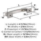 AMEROCK Incisive Cabinet Handle Pull in Satin Nickel 96mm BP37121G10 Specs