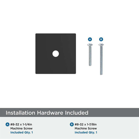 AMEROCK Ladera 1-3/16" Square Cabinet Knob Backplate in Matte Black BP37760MB Installation Hardware