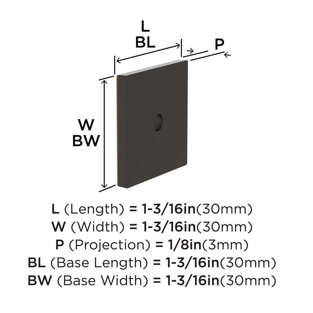 AMEROCK Ladera 1-3/16" Square Cabinet Knob Backplate in Oil Rubbed Bronze BP37760ORB Specs