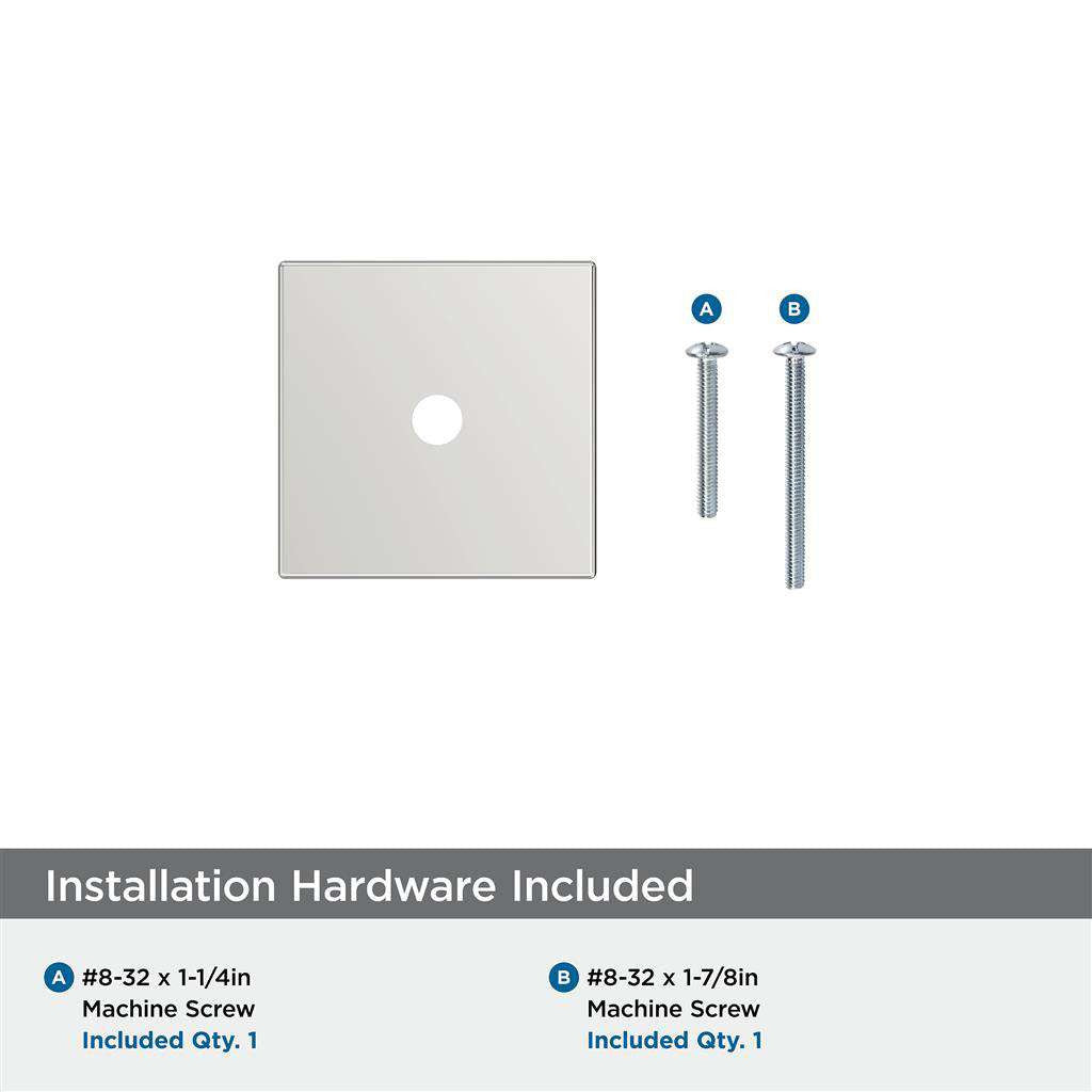 AMEROCK Ladera 1-3/16" Square Cabinet Knob Backplate in Polished Chrome BP3776026 Installation Hardware