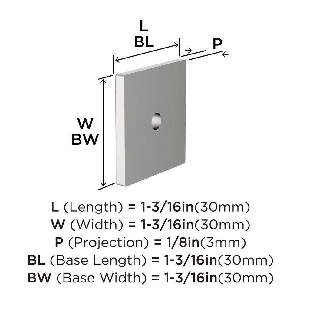 AMEROCK Ladera 1-3/16" Square Cabinet Knob Backplate in Polished Chrome BP3776026 Specs