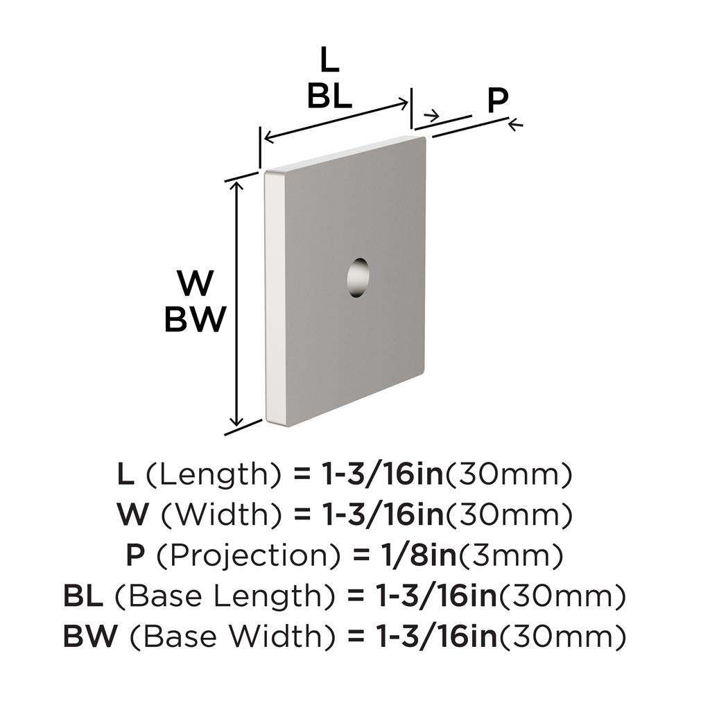 AMEROCK Ladera 1-3/16" Square Cabinet Knob Backplate in Polished Nickel BP37760PN Specs