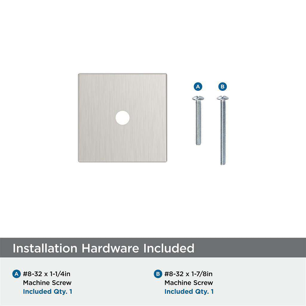 AMEROCK Ladera 1-3/16" Square Cabinet Knob Backplate in Satin Nickel BP37760G10 Installation Hardware