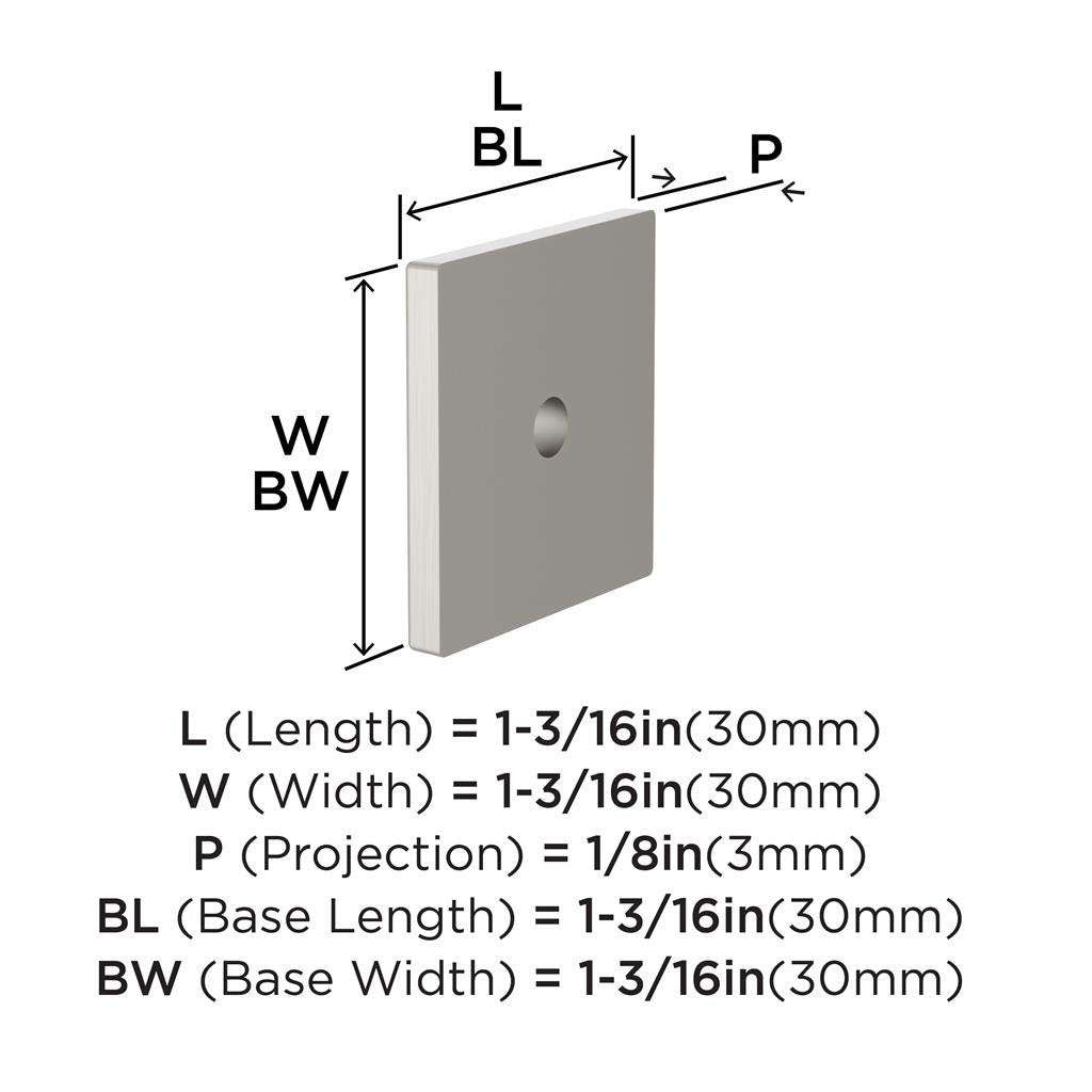 AMEROCK Ladera 1-3/16" Square Cabinet Knob Backplate in Satin Nickel BP37760G10 Specs