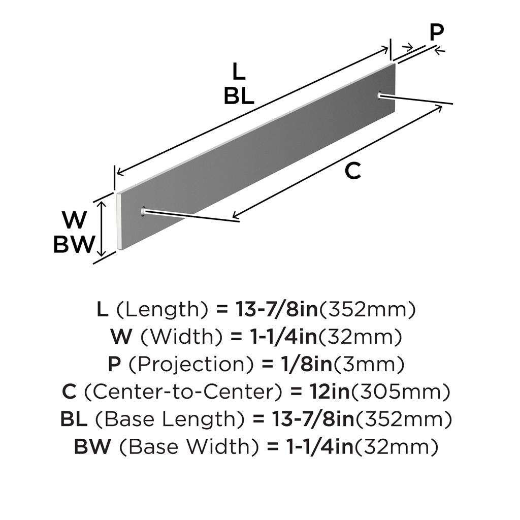 AMEROCK Ladera Rectangle Appliance Pull Backplate in Polished Chrome 12" BP3776926 Specs