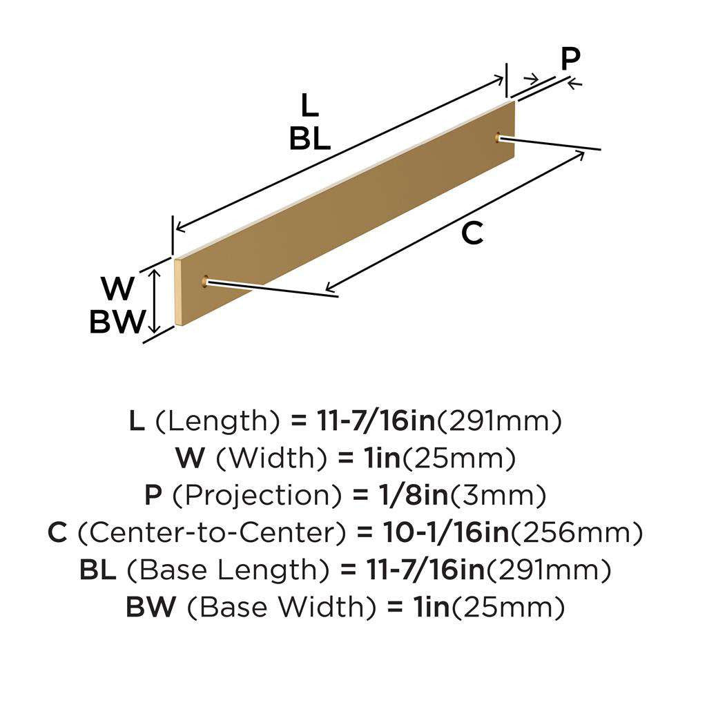 AMEROCK Ladera Rectangle Cabinet Handle Backplate in Champagne Bronze 256mm BP37767CZ Specs