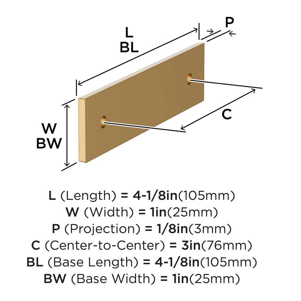 AMEROCK Ladera Rectangle Cabinet Handle Backplate in Champagne Bronze 3" BP37761CZ Specs
