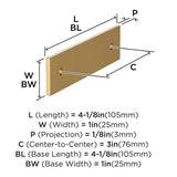 AMEROCK Ladera Rectangle Cabinet Handle Backplate in Champagne Bronze 3" BP37761CZ Specs