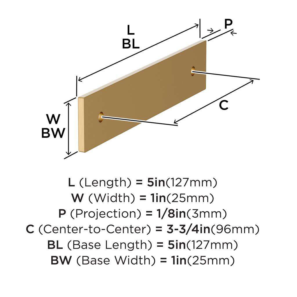 AMEROCK Ladera Rectangle Cabinet Handle Backplate in Champagne Bronze 96mm BP37762CZ Specs
