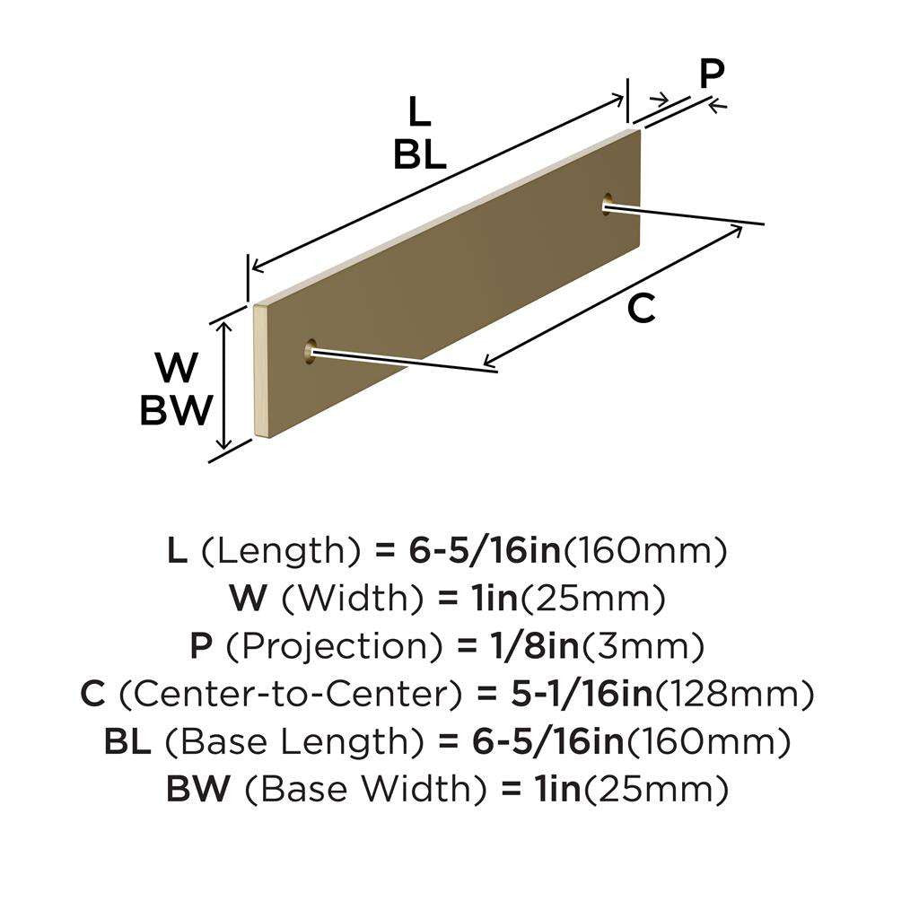 AMEROCK Ladera Rectangle Cabinet Handle Backplate in Golden Champagne 128mm BP37763BBZ Specs