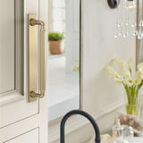 AMEROCK Ladera Rectangle Cabinet Handle Backplate in Golden Champagne 160mm BP37764BBZ Mounted