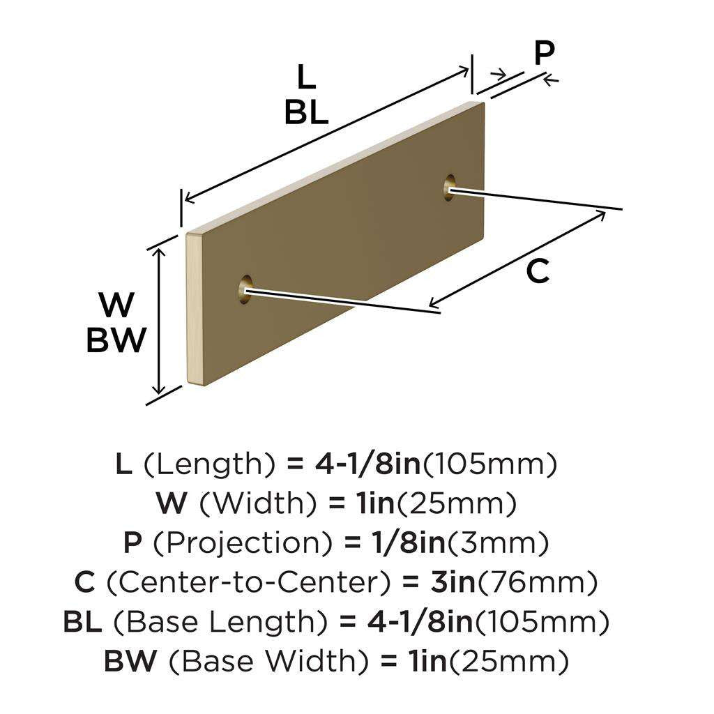 AMEROCK Ladera Rectangle Cabinet Handle Backplate in Golden Champagne 3" BP37761BBZ Specs