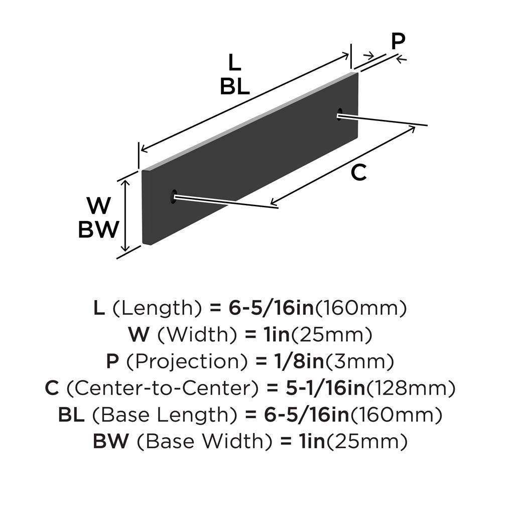 AMEROCK Ladera Rectangle Cabinet Handle Backplate in Matte Black 128mm BP37763MB Specs