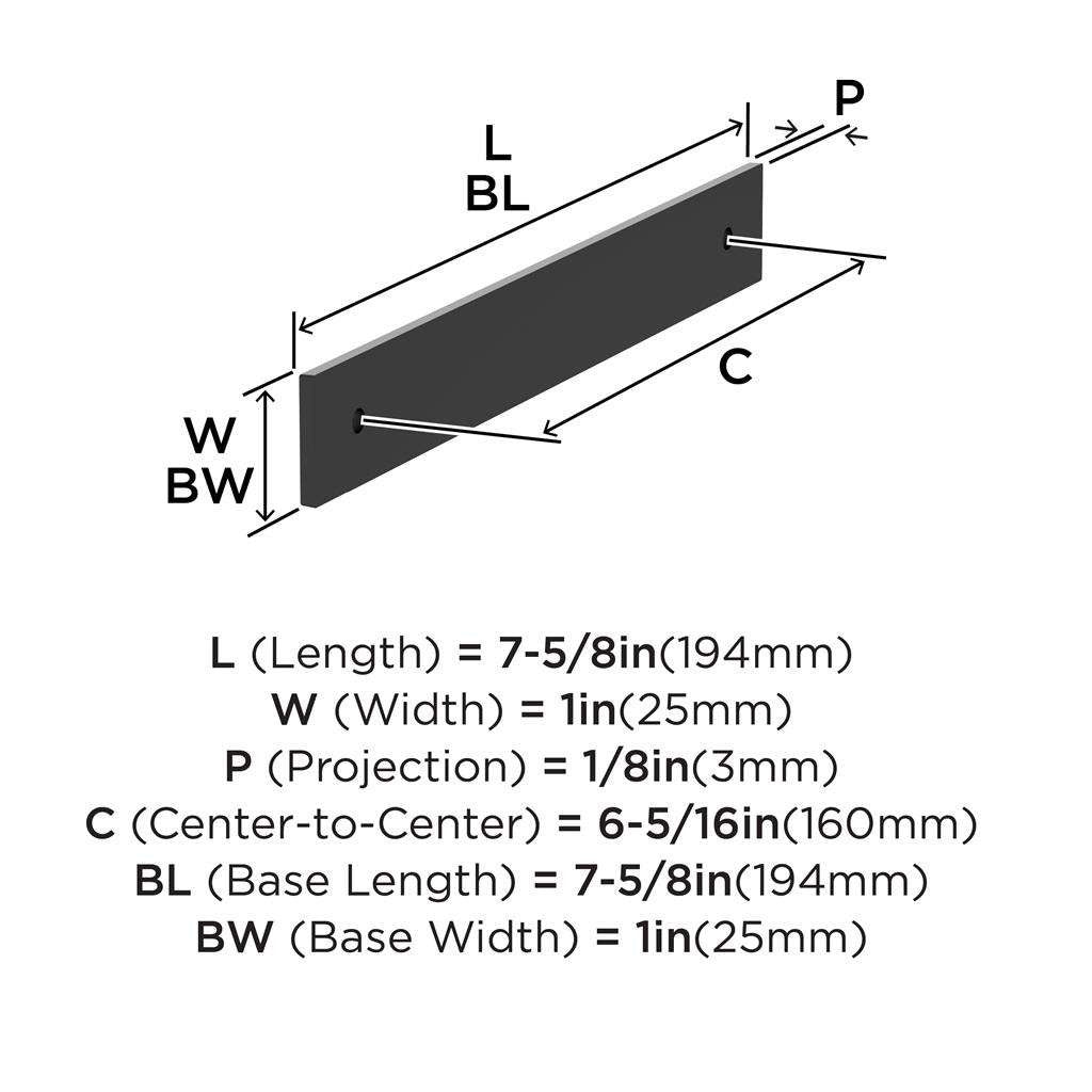 AMEROCK Ladera Rectangle Cabinet Handle Backplate in Matte Black 160mm BP37764MB Specs