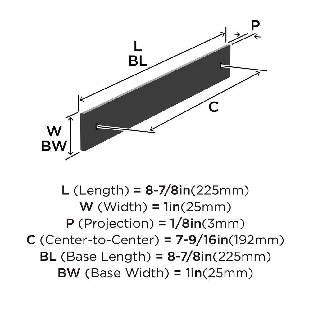 AMEROCK Ladera Rectangle Cabinet Handle Backplate in Matte Black 192mm BP37765MB Specs