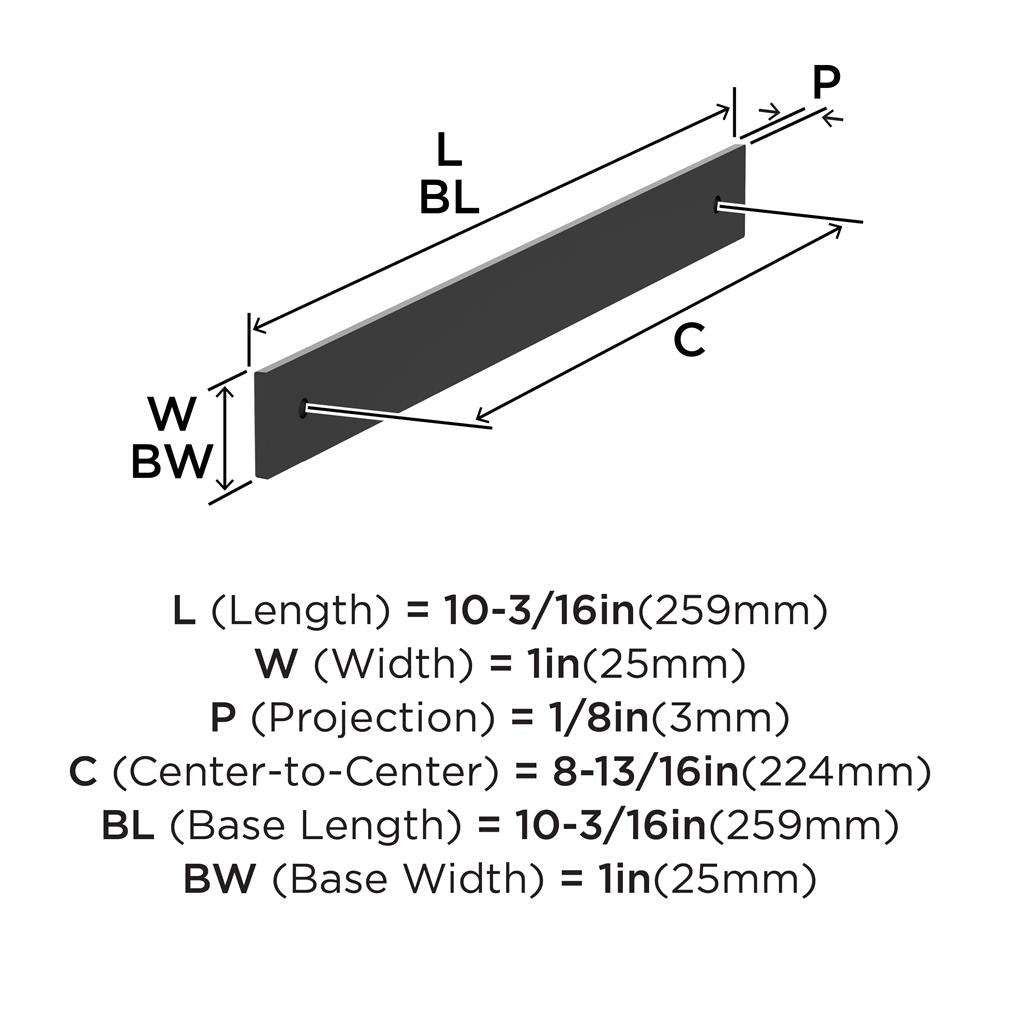 AMEROCK Ladera Rectangle Cabinet Handle Backplate in Matte Black 224mm BP37766MB Specs