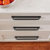 AMEROCK Ladera Rectangle Cabinet Handle Backplate in Matte Black 256mm BP37767MB Mounted