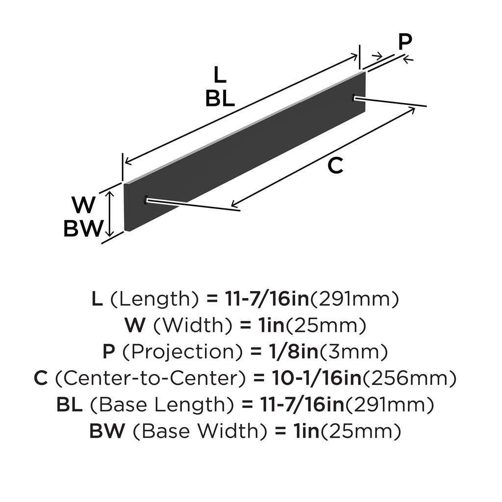 AMEROCK Ladera Rectangle Cabinet Handle Backplate in Matte Black 256mm BP37767MB Specs