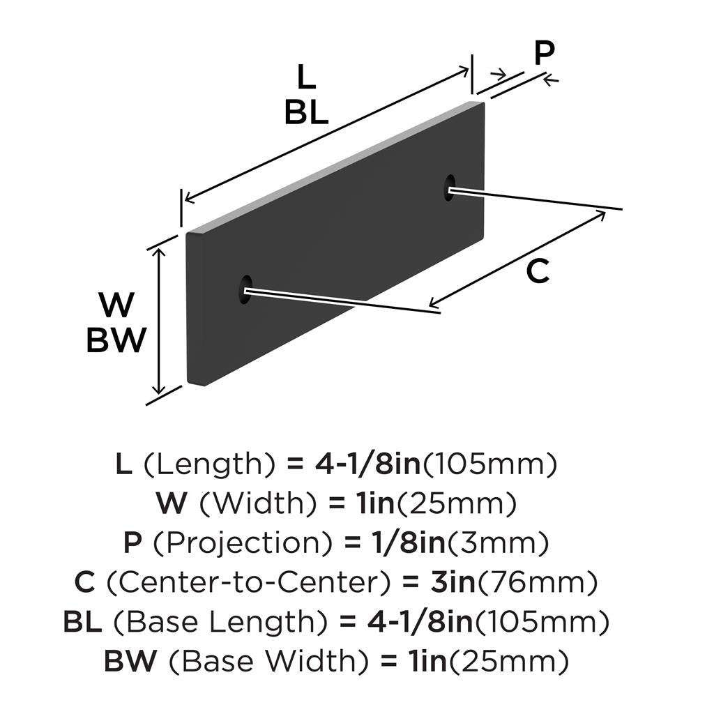 AMEROCK Ladera Rectangle Cabinet Handle Backplate in Matte Black 3" BP37761MB Specs