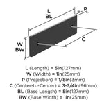 AMEROCK Ladera Rectangle Cabinet Handle Backplate in Matte Black 96mm BP37762MB Specs