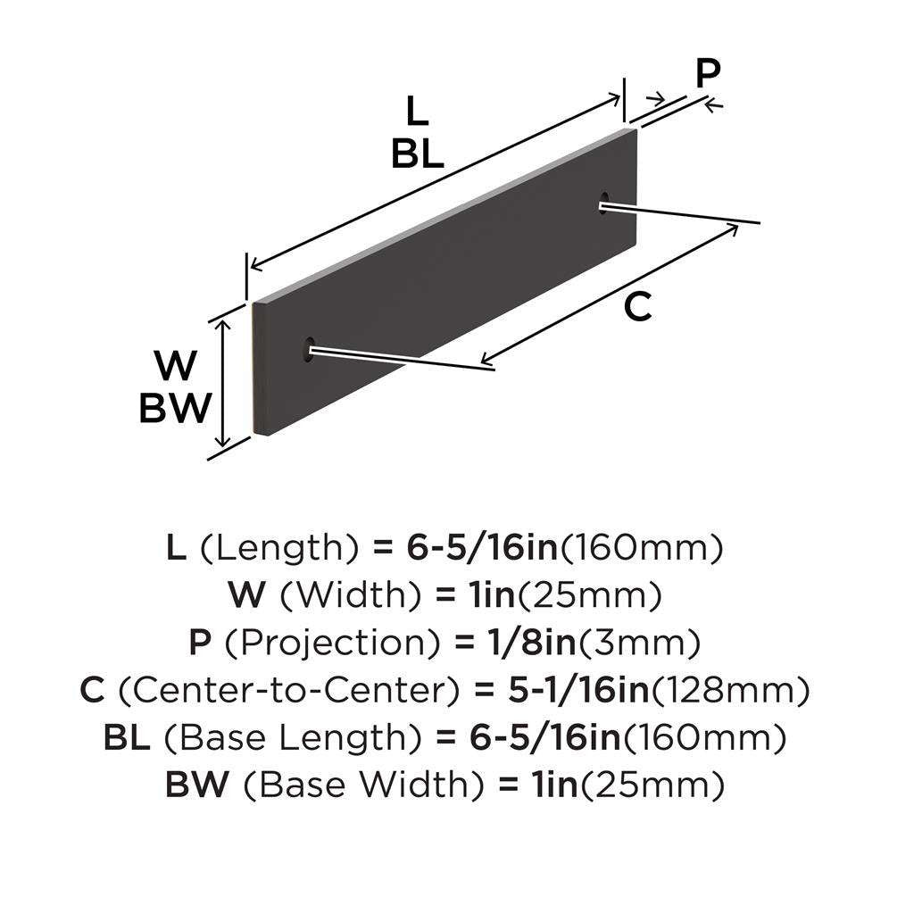 AMEROCK Ladera Rectangle Cabinet Handle Backplate in Oil Rubbed Bronze 128mm BP37763ORB Specs