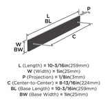 AMEROCK Ladera Rectangle Cabinet Handle Backplate in Oil Rubbed Bronze 224mm BP37766ORB Specs