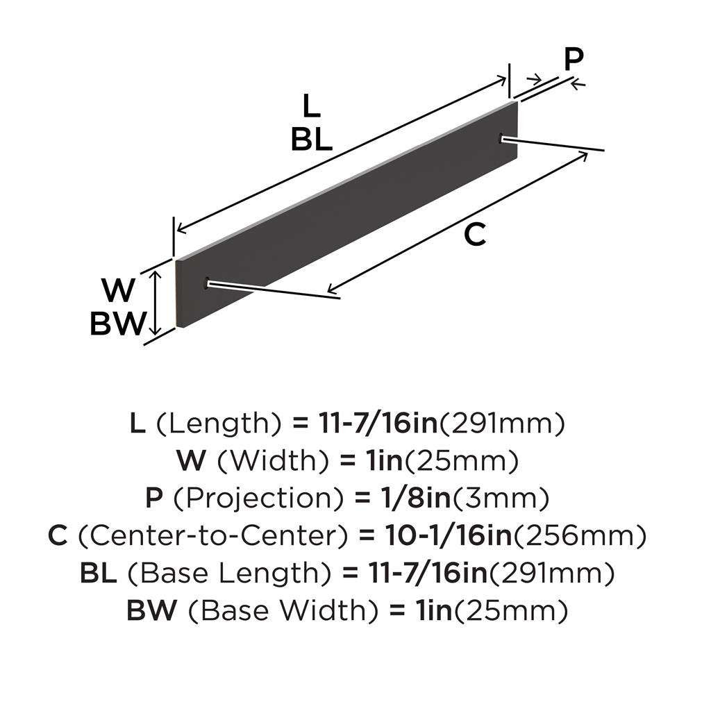AMEROCK Ladera Rectangle Cabinet Handle Backplate in Oil Rubbed Bronze 256mm BP37767ORB Specs