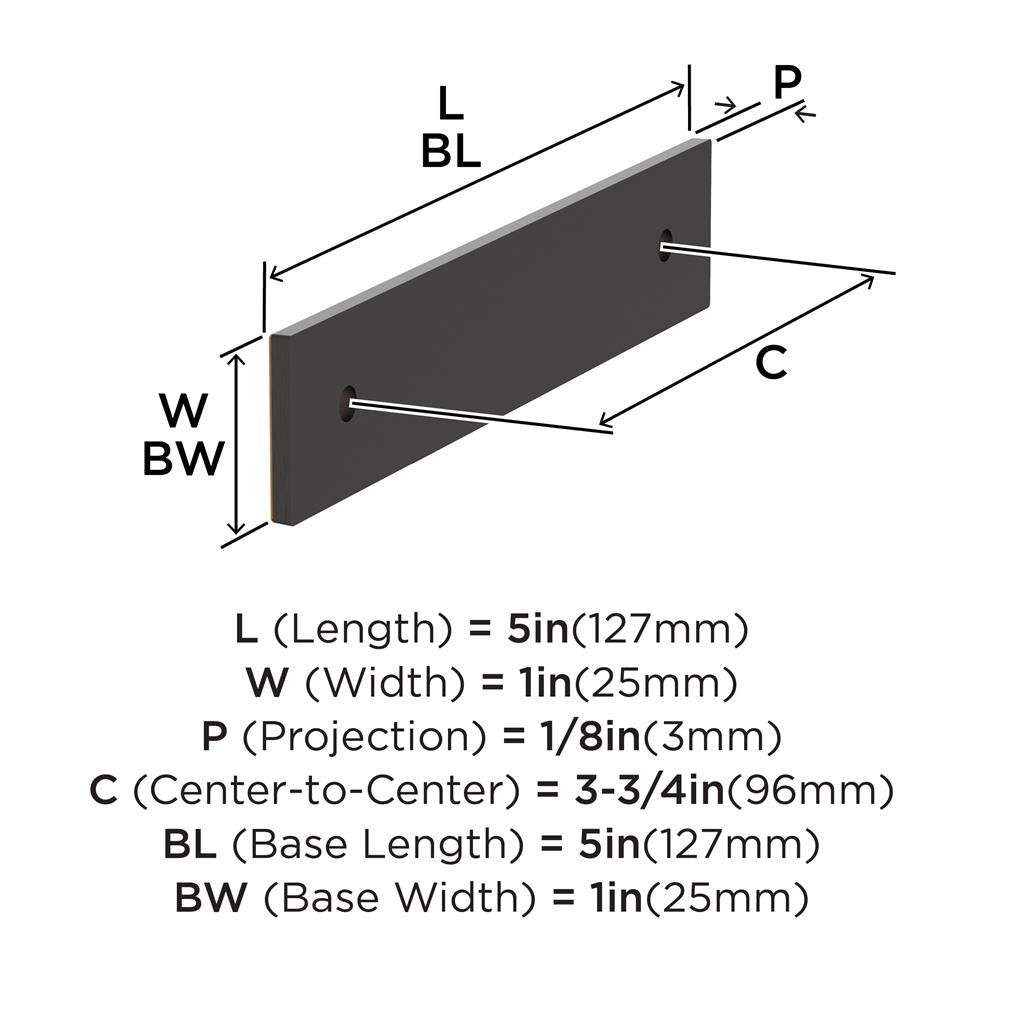 AMEROCK Ladera Rectangle Cabinet Handle Backplate in Oil Rubbed Bronze 96mm BP37762ORB Specs