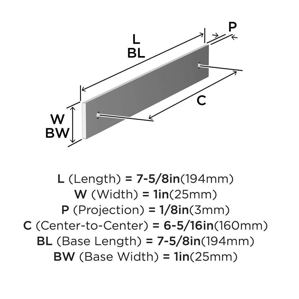 AMEROCK Ladera Rectangle Cabinet Handle Backplate in Polished Chrome 160mm BP3776426 Specs