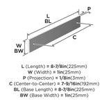 AMEROCK Ladera Rectangle Cabinet Handle Backplate in Polished Chrome 192mm BP3776526 Specs