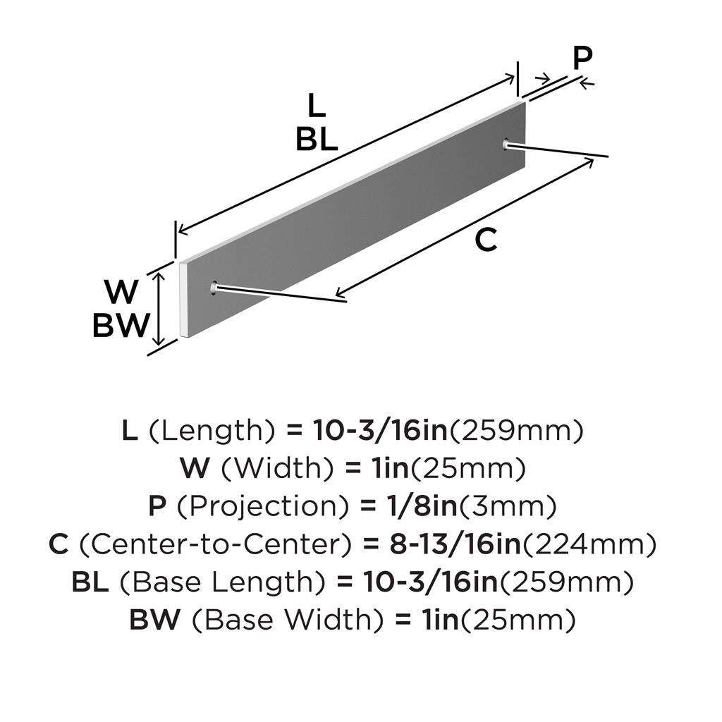 AMEROCK Ladera Rectangle Cabinet Handle Backplate in Polished Chrome 224mm BP3776626 Specs