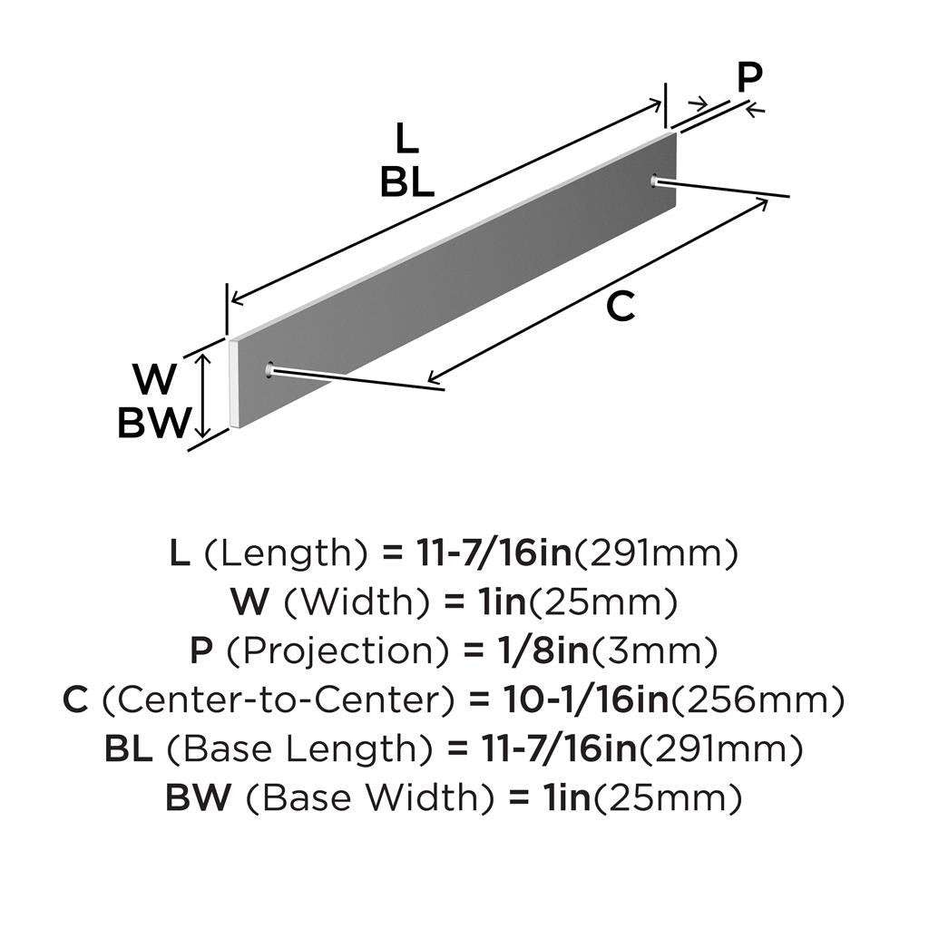 AMEROCK Ladera Rectangle Cabinet Handle Backplate in Polished Chrome 256mm BP3776726 Specs