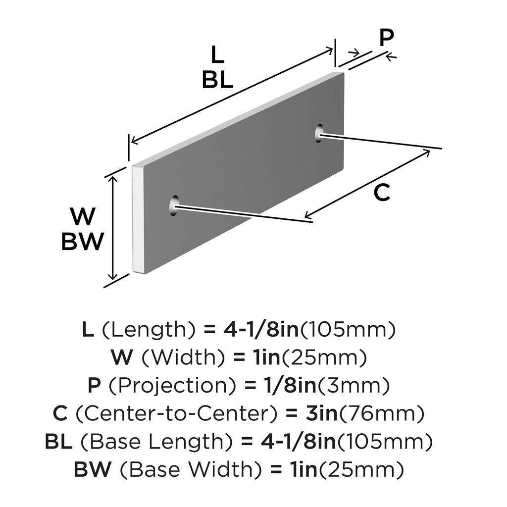AMEROCK Ladera Rectangle Cabinet Handle Backplate in Polished Chrome 3" BP3776126 Specs