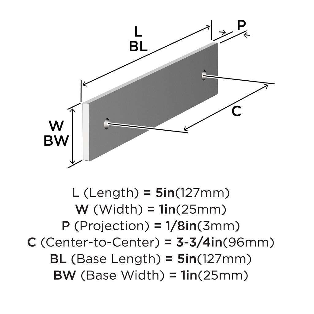 AMEROCK Ladera Rectangle Cabinet Handle Backplate in Polished Chrome 96mm BP3776226 Specs