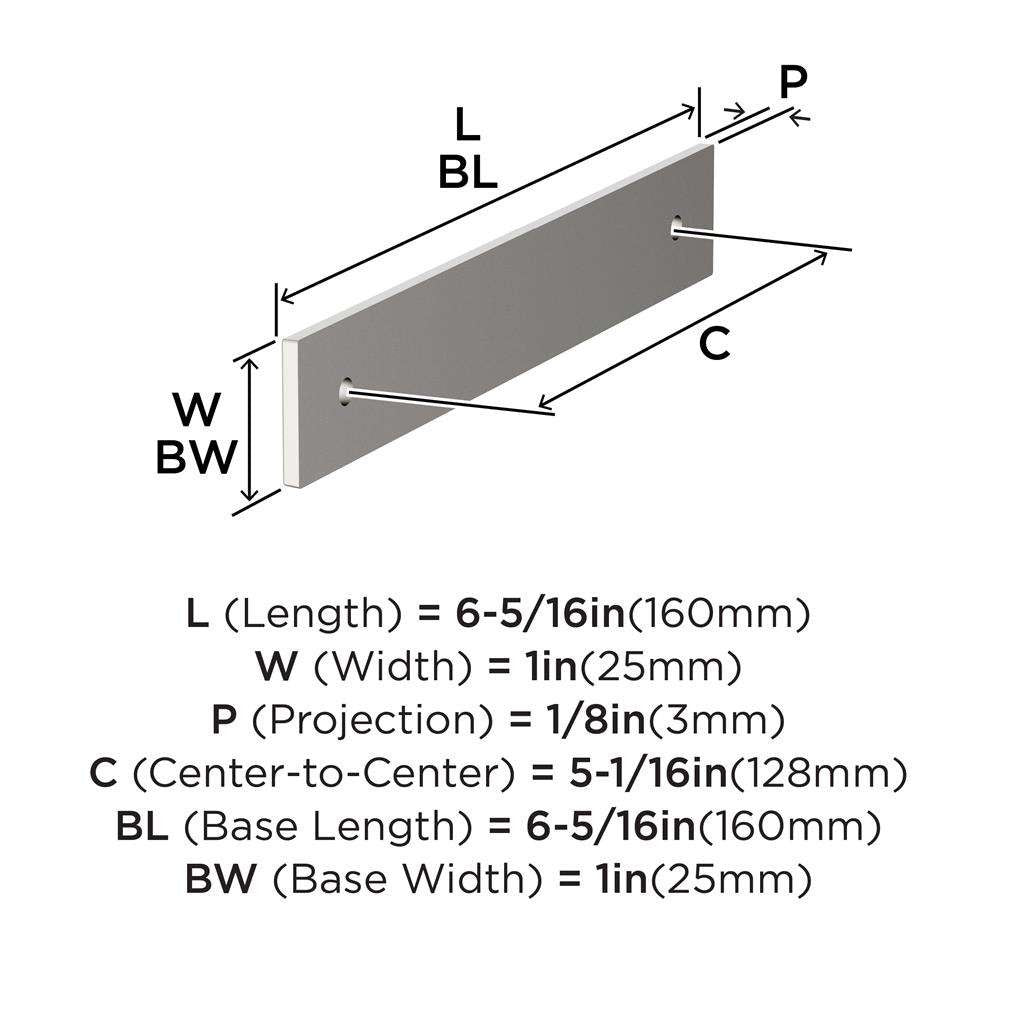 AMEROCK Ladera Rectangle Cabinet Handle Backplate in Polished Nickel 128mm BP37763PN Specs