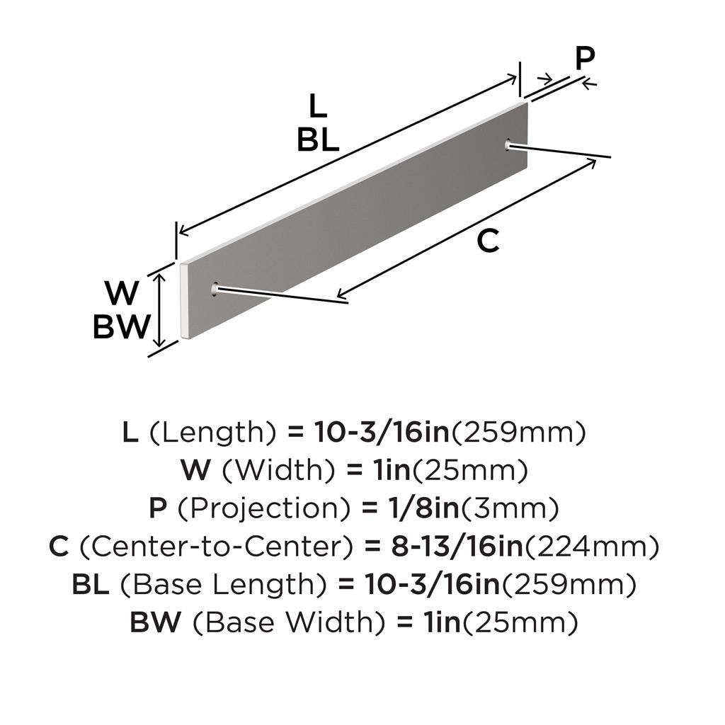AMEROCK Ladera Rectangle Cabinet Handle Backplate in Polished Nickel 224mm BP37766PN Specs