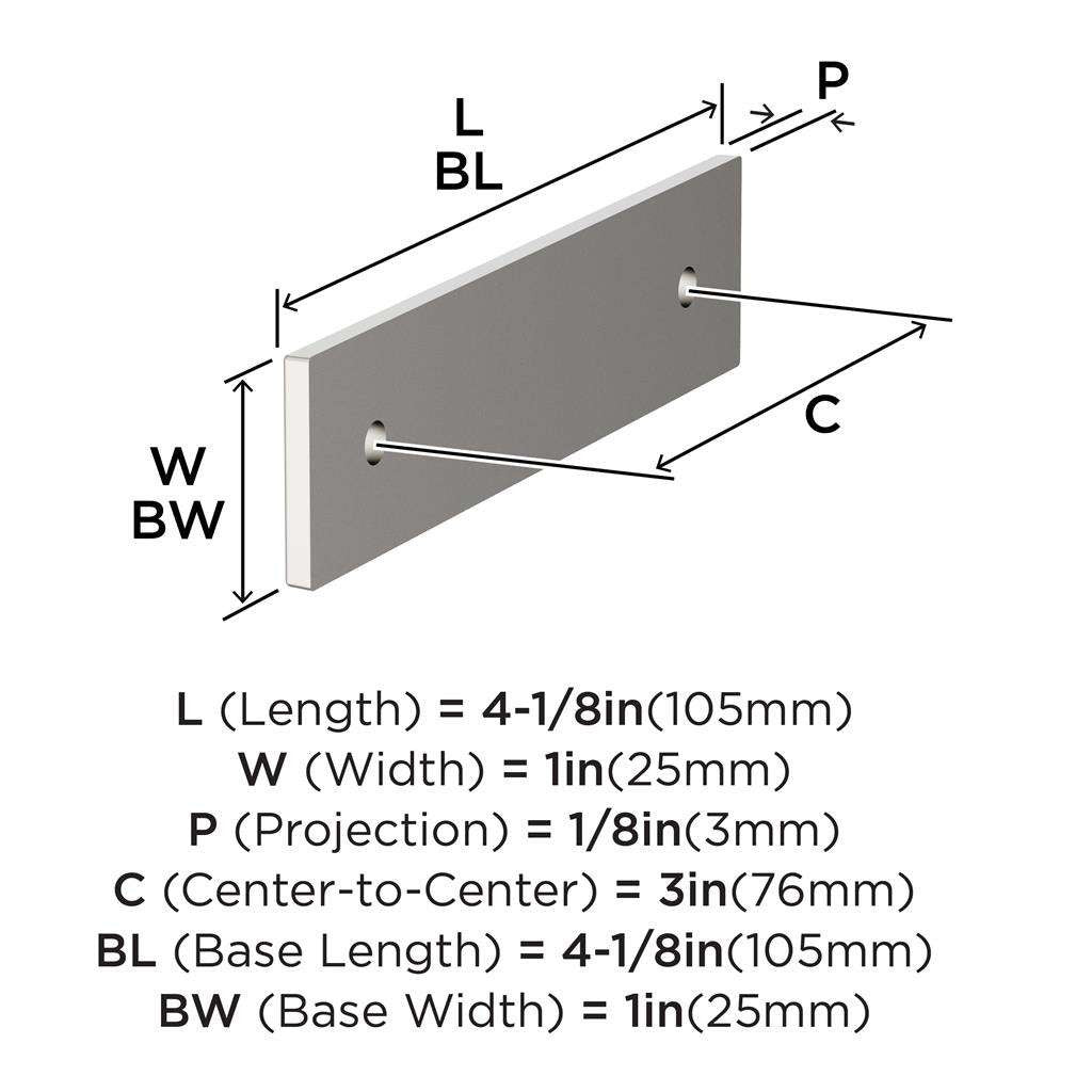 AMEROCK Ladera Rectangle Cabinet Handle Backplate in Polished Nickel 3" BP37761PN Specs