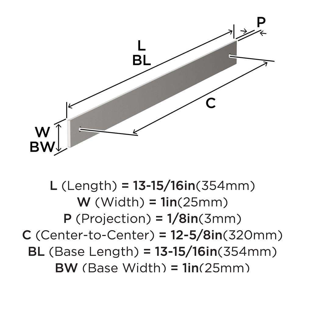 AMEROCK Ladera Rectangle Cabinet Handle Backplate in Polished Nickel 320mm BP37768PN Specs