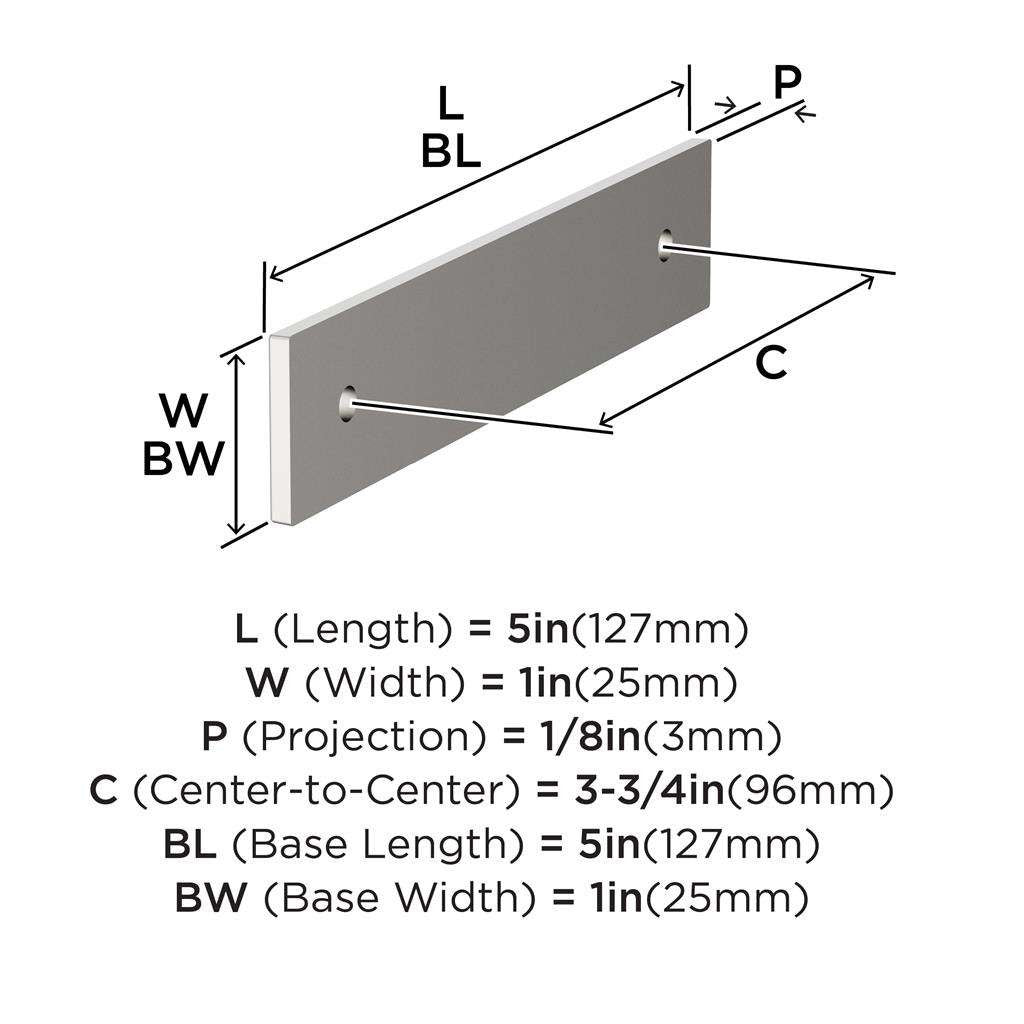 AMEROCK Ladera Rectangle Cabinet Handle Backplate in Polished Nickel 96mm BP37762PN Specs