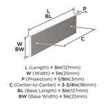 AMEROCK Ladera Rectangle Cabinet Handle Backplate in Polished Nickel 96mm BP37762PN Specs