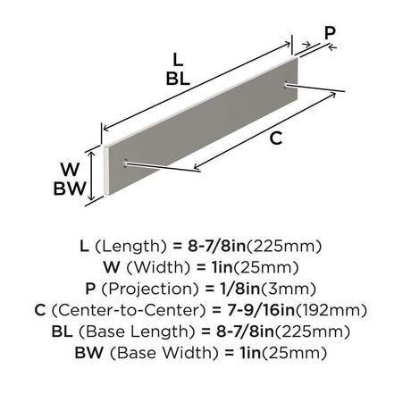 AMEROCK Ladera Rectangle Cabinet Handle Backplate in Satin Nickel 192mm BP37765G10 Specs