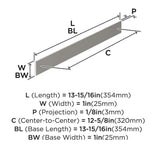 AMEROCK Ladera Rectangle Cabinet Handle Backplate in Satin Nickel 320mm BP37768G10 Specs