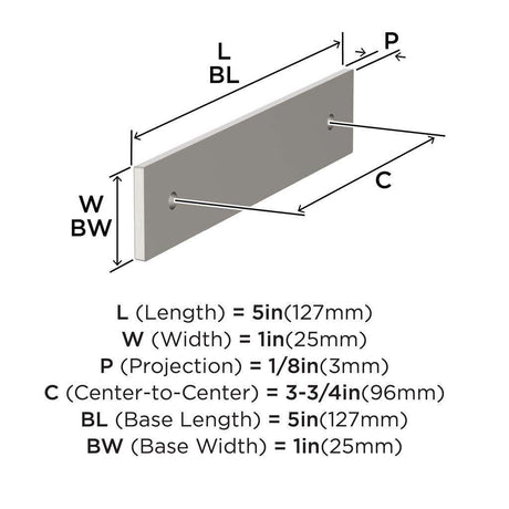 AMEROCK Ladera Rectangle Cabinet Handle Backplate in Satin Nickel 96mm BP37762G10 Specs