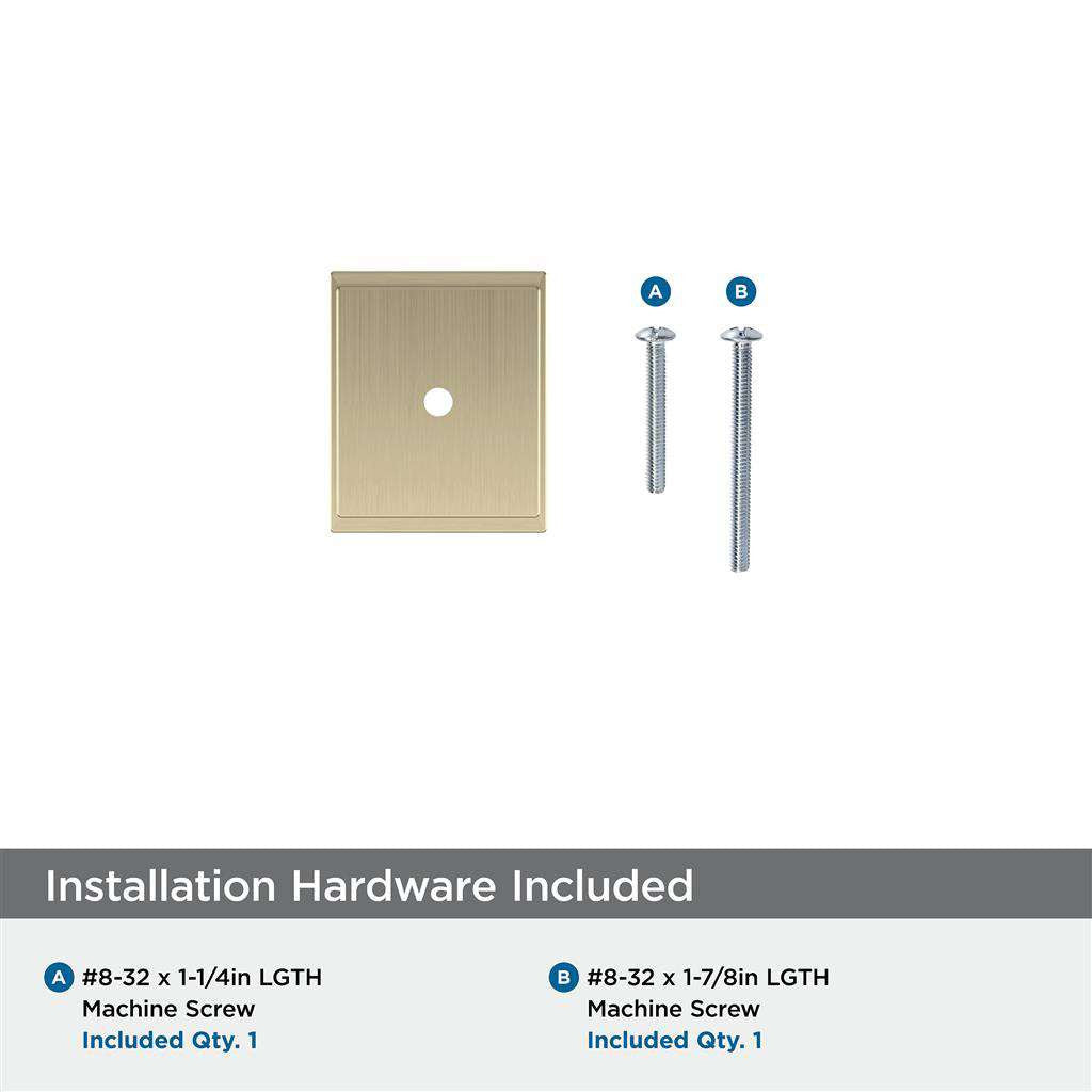 AMEROCK Maymont 1-5/8" Rectangle Cabinet Knob Backplate in Golden Champagne BP37586BBZ Installation Hardware