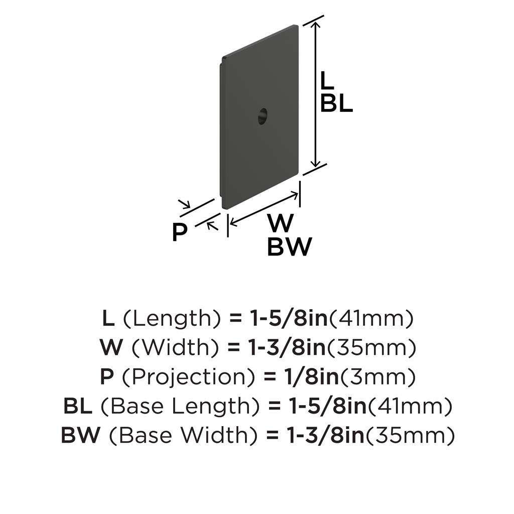 AMEROCK Maymont 1-5/8" Rectangle Cabinet Knob Backplate in Matte Black BP37586MB BP37586MB Specs