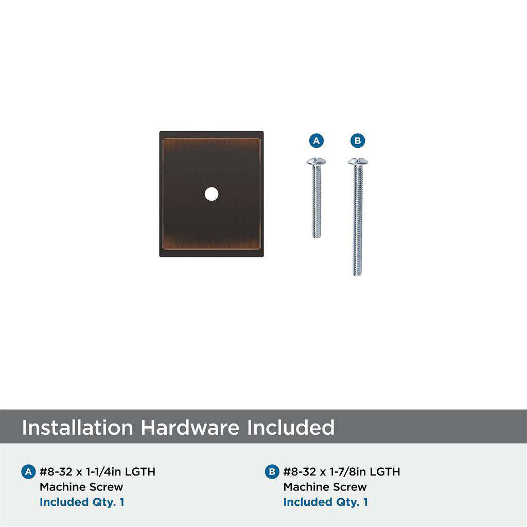 AMEROCK Maymont 1-5/8" Rectangle Cabinet Knob Backplate in Oil Rubbed Bronze BP37586ORB Installation Hardware